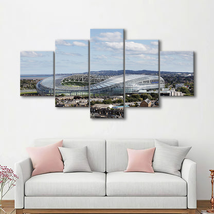 Aviva Stadium in Ireland, Stadium Canvas, Sport Art, Gift for him, 5 Panel, Large Canvas, Canvas Print Wall Art