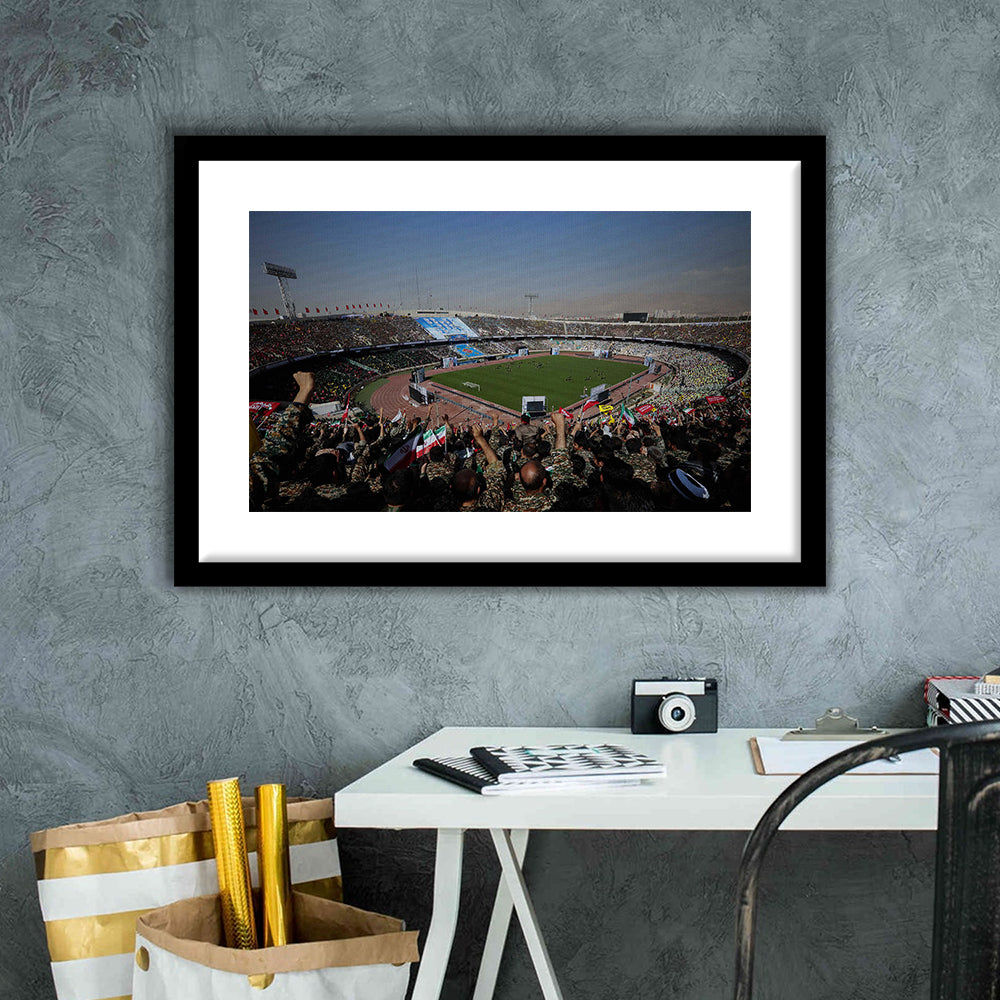 Azadi Stadium, Stadium Canvas, Sport Art, Gift for him, White Border Framed Art Print Wall Decor