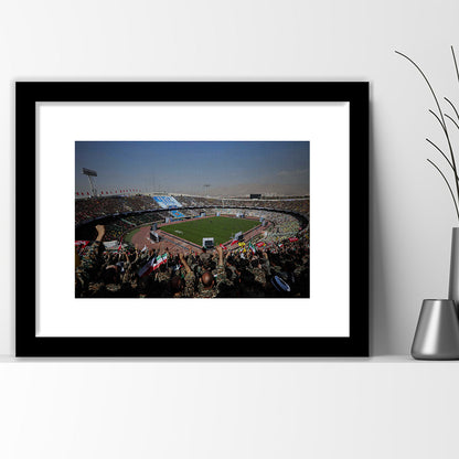 Azadi Stadium, Stadium Canvas, Sport Art, Gift for him, White Border Framed Art Print Wall Decor