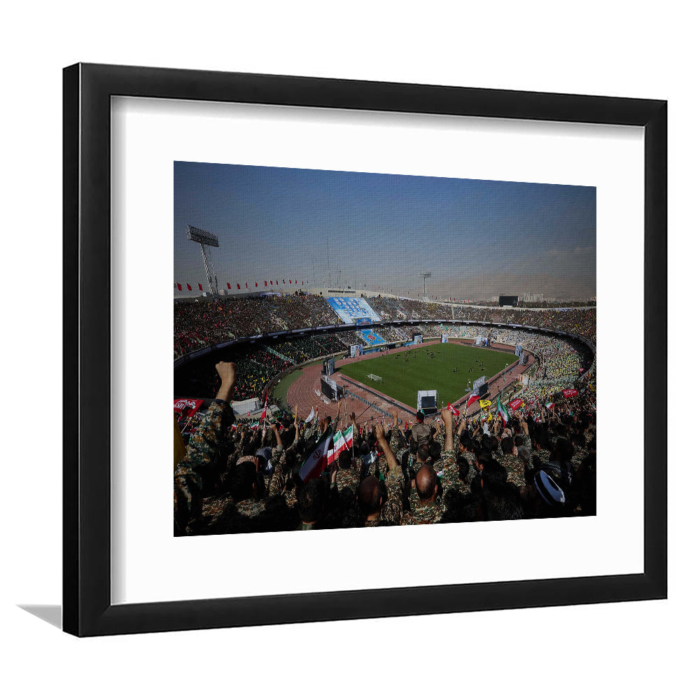 Azadi Stadium, Stadium Canvas, Sport Art, Gift for him, White Border Framed Art Print Wall Decor