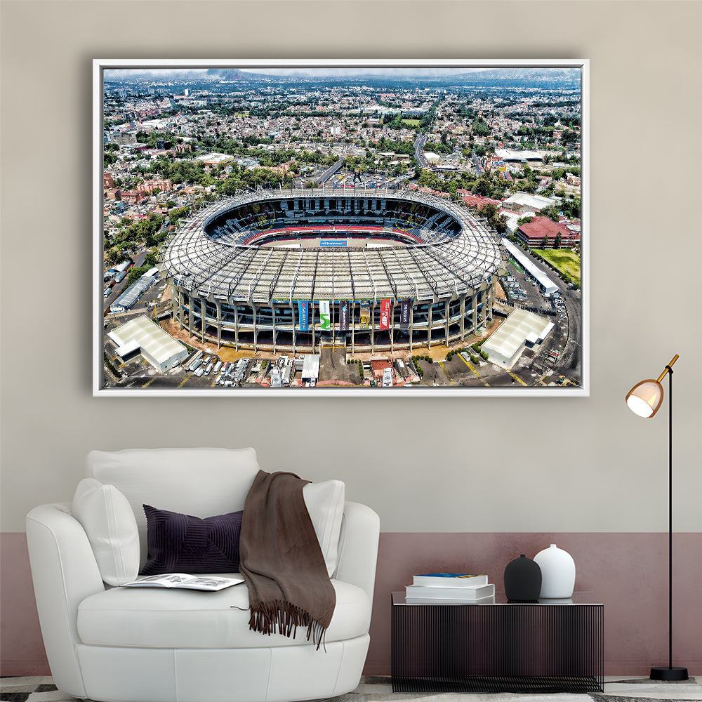 Aztec Stadium Aerial View, Stadium Canvas, Sport Art, Framed Canvas Print Wall Art, Floating Frame