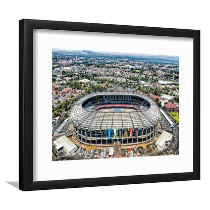 Aztec Stadium Aerial View, Stadium Canvas, Sport Art, Gift for him, White Border Framed Art Print Wall Decor