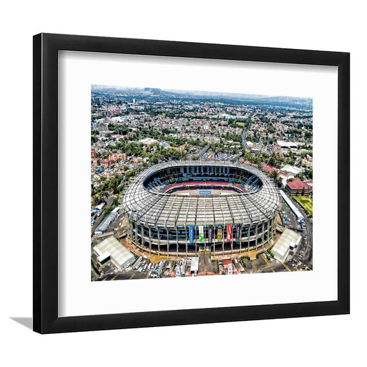 Aztec Stadium Aerial View, Stadium Canvas, Sport Art, Gift for him, White Border Framed Art Print Wall Decor