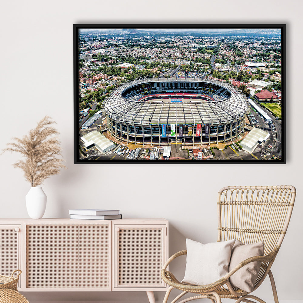Aztec Stadium Aerial View, Stadium Canvas, Sport Art, Framed Canvas Print Wall Art, Floating Frame