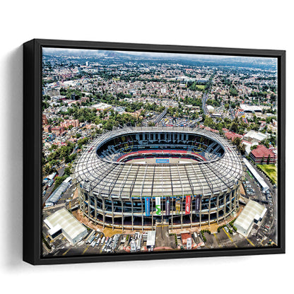 Aztec Stadium Aerial View, Stadium Canvas, Sport Art, Framed Canvas Print Wall Art, Floating Frame
