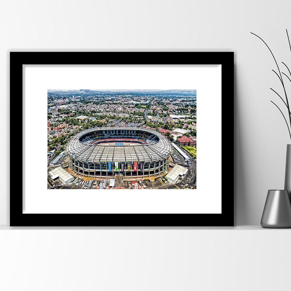 Aztec Stadium Aerial View, Stadium Canvas, Sport Art, Gift for him, White Border Framed Art Print Wall Decor