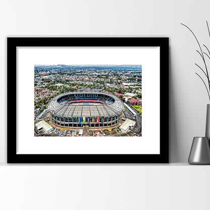 Aztec Stadium Aerial View, Stadium Canvas, Sport Art, Gift for him, White Border Framed Art Print Wall Decor