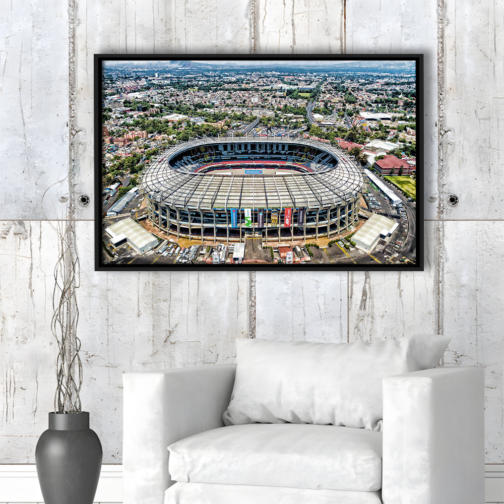 Aztec Stadium Aerial View, Stadium Canvas, Sport Art, Framed Canvas Print Wall Art, Floating Frame