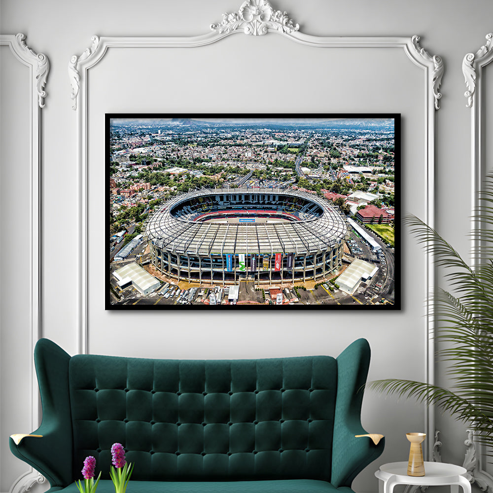Aztec Stadium Aerial View, Stadium Canvas, Sport Art, Gift for him, Framed Art Print Wall Decor, Picture Framed