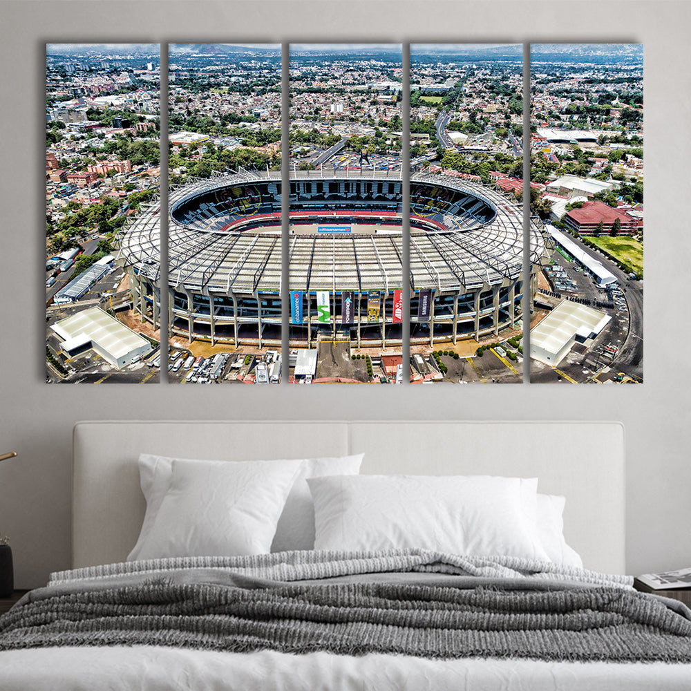 Aztec Stadium Aerial View, Stadium Canvas, Sport Art, 5 Panel B, Extra Large Canvas, Canvas Print Wall Art