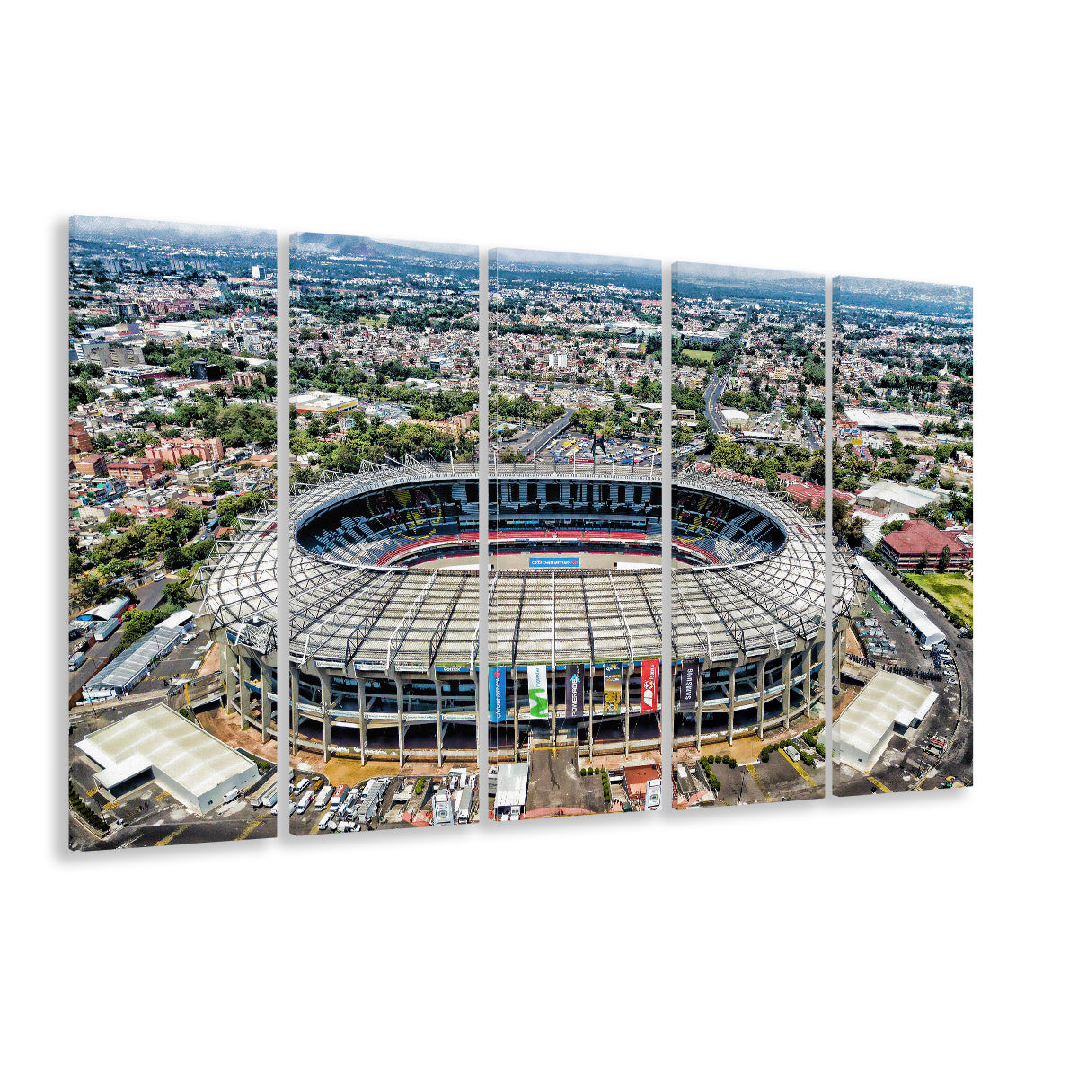 Aztec Stadium Aerial View, Stadium Canvas, Sport Art, 5 Panel B, Extra Large Canvas, Canvas Print Wall Art