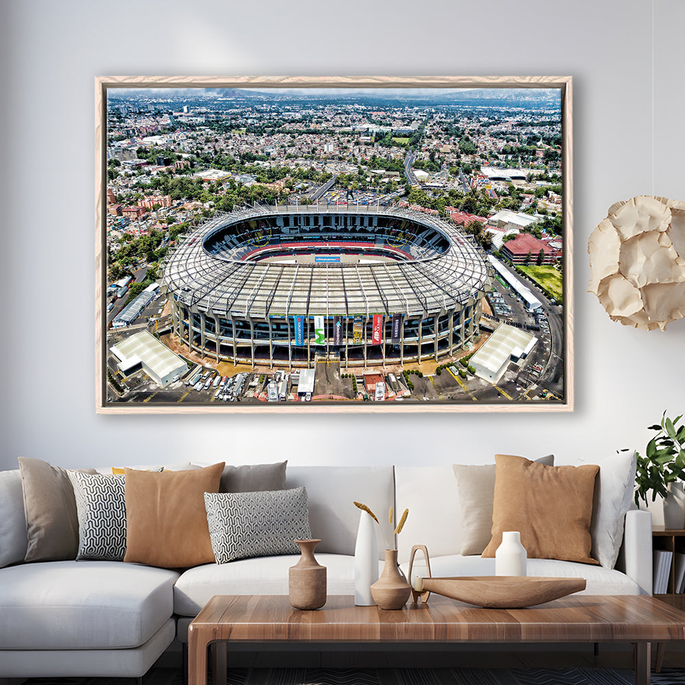Aztec Stadium Aerial View, Stadium Canvas, Sport Art, Framed Canvas Print Wall Art, Floating Frame