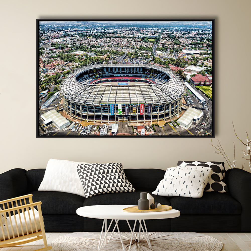 Aztec Stadium Aerial View, Stadium Canvas, Sport Art, Framed Canvas Print Wall Art, Floating Frame