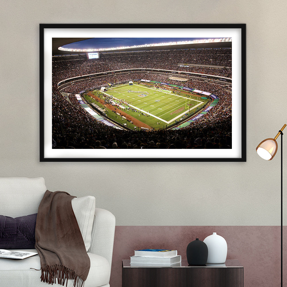 Aztec Stadium, Stadium Canvas, Sport Art, Gift for him, White Border Framed Art Print Wall Decor