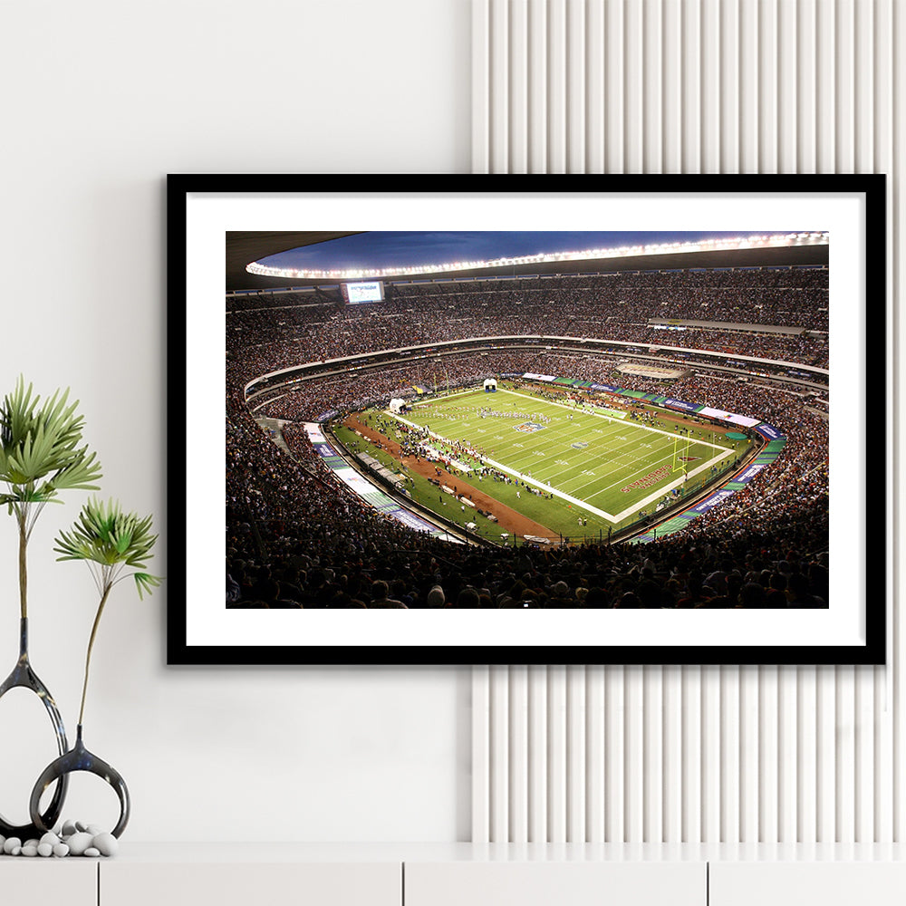 Aztec Stadium, Stadium Canvas, Sport Art, Gift for him, White Border Framed Art Print Wall Decor