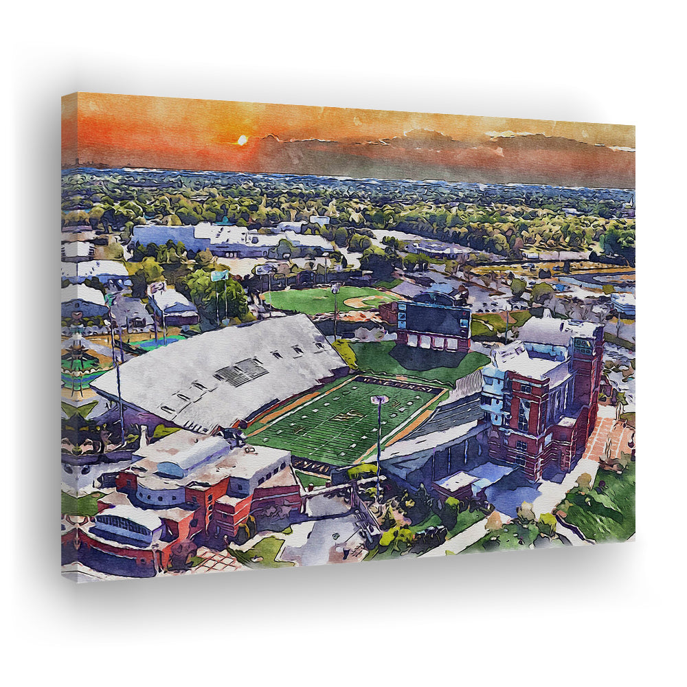 BB&T Field WaterColor, Winston-Salem, North Carolina Watercolor Art, Sport Art, Gifts for him, Canvas Print Wall Art