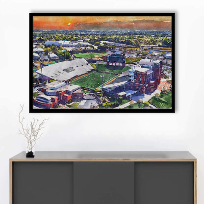 BB&T Field WaterColor, Winston-Salem, North Carolina Watercolor Art, Sport Gift Art, Framed Art Print Wall Decor