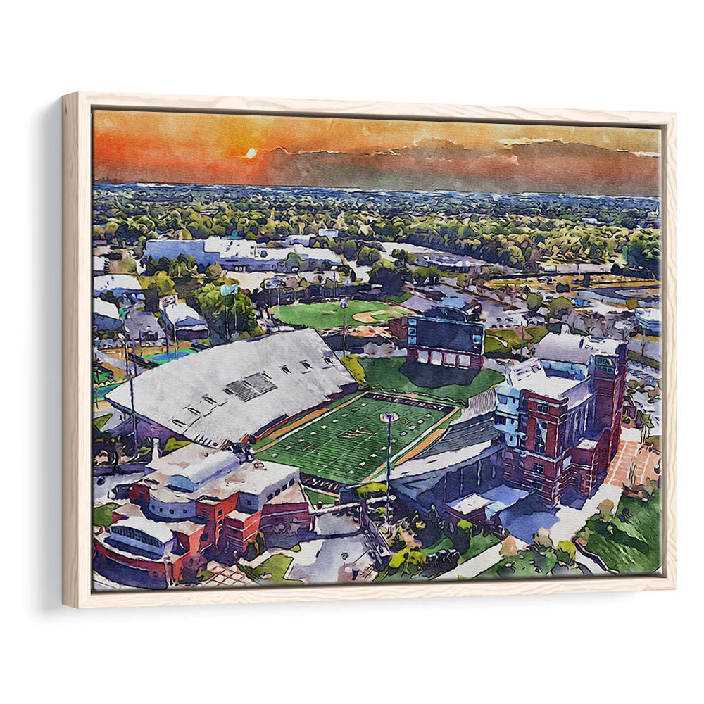 BB&T Field WaterColor, Winston-Salem, North Carolina Watercolor Art, Sport Gift Art, Framed Canvas Print Wall Art