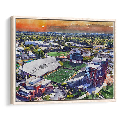 BB&T Field WaterColor, Winston-Salem, North Carolina Watercolor Art, Sport Gift Art, Framed Canvas Print Wall Art