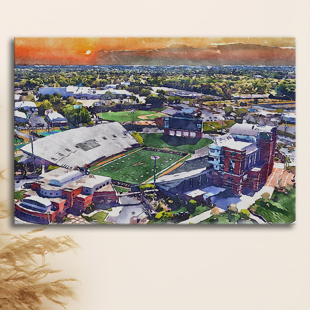 BB&T Field WaterColor, Winston-Salem, North Carolina Watercolor Art, Sport Art, Gifts for him, Canvas Print Wall Art