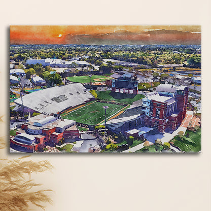 BB&T Field WaterColor, Winston-Salem, North Carolina Watercolor Art, Sport Art, Gifts for him, Canvas Print Wall Art