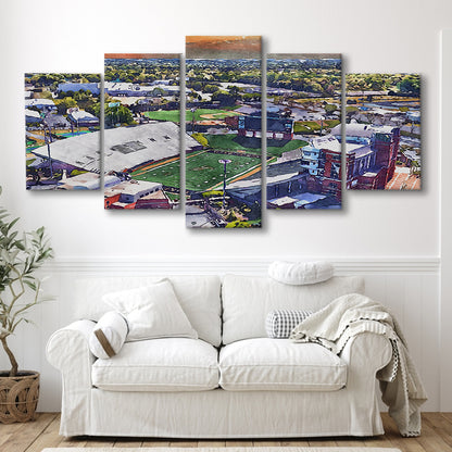 BB&T Field WaterColor, Winston-Salem, North Carolina Watercolor Art, Sport Art, Mixed 5 Panel, Canvas Print Wall Art
