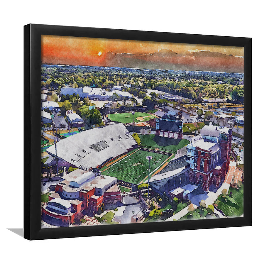 BB&T Field WaterColor, Winston-Salem, North Carolina Watercolor Art, Sport Gift Art, Framed Art Print Wall Decor