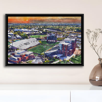 BB&T Field WaterColor, Winston-Salem, North Carolina Watercolor Art, Sport Gift Art, Framed Canvas Print Wall Art