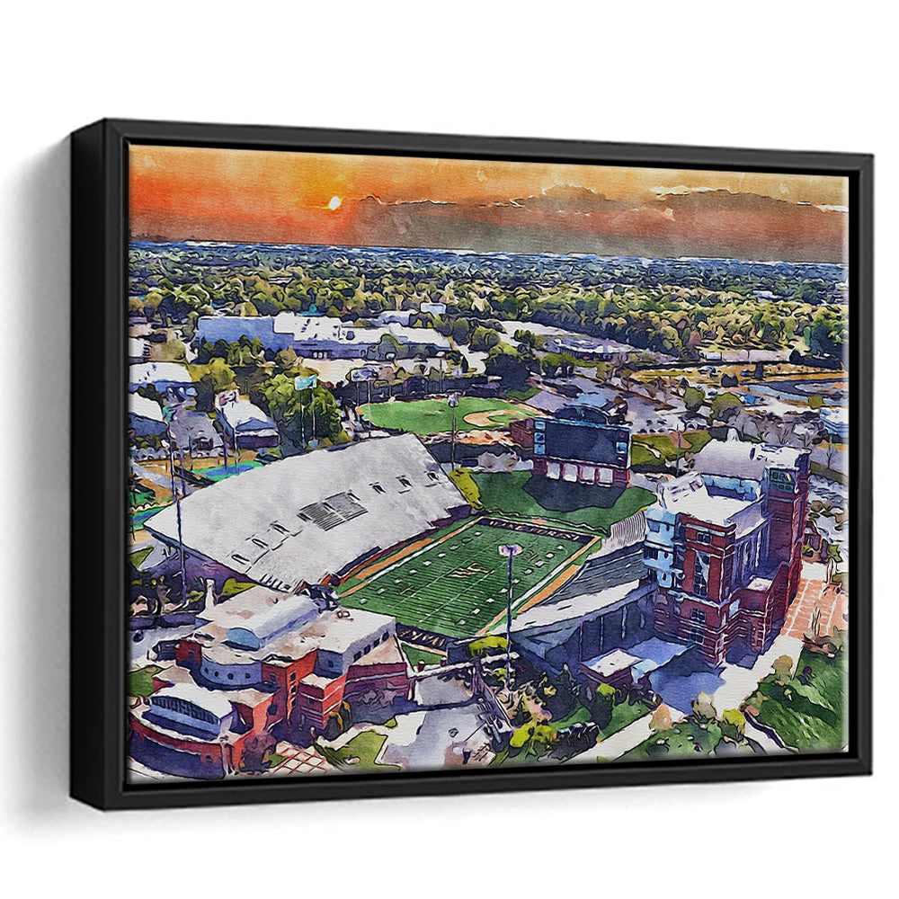 BB&T Field WaterColor, Winston-Salem, North Carolina Watercolor Art, Sport Gift Art, Framed Canvas Print Wall Art