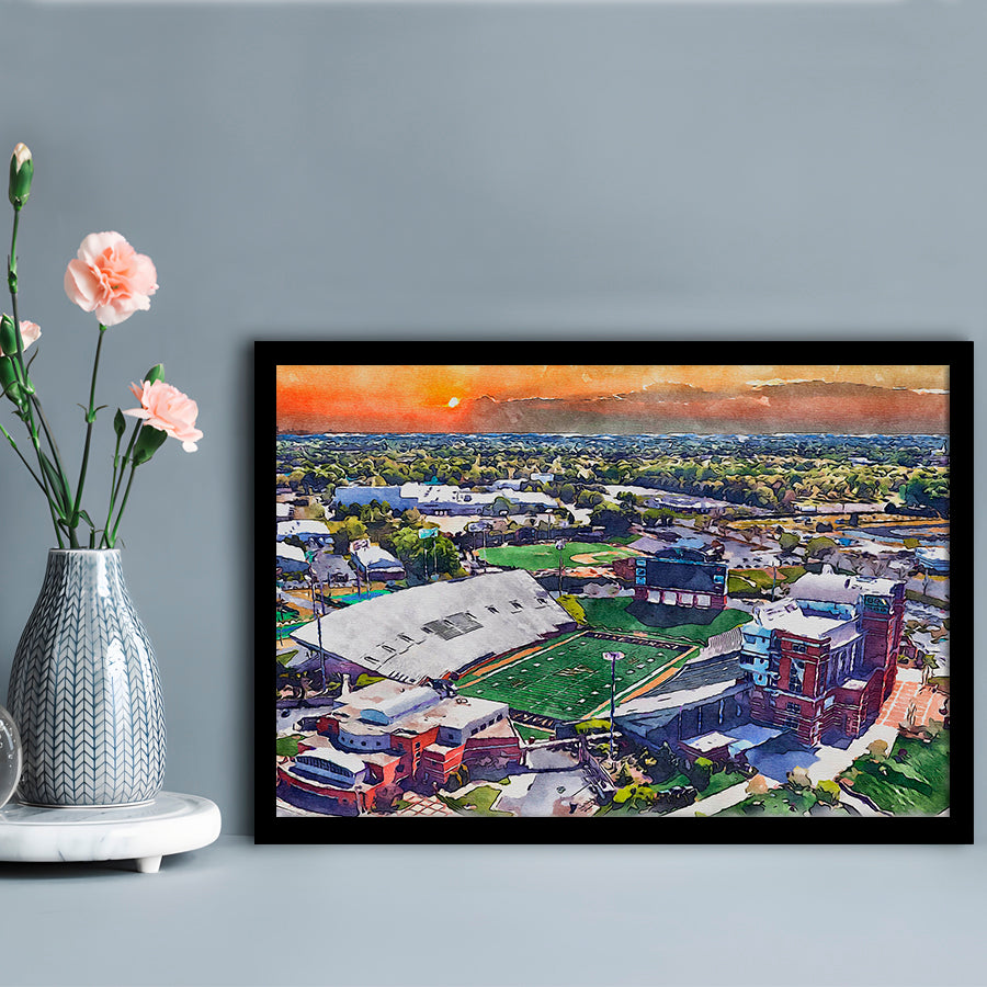 BB&T Field WaterColor, Winston-Salem, North Carolina Watercolor Art, Sport Gift Art, Framed Art Print Wall Decor