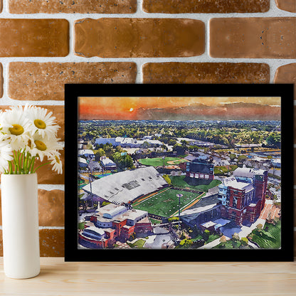BB&T Field WaterColor, Winston-Salem, North Carolina Watercolor Art, Sport Gift Art, Framed Art Print Wall Decor