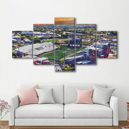 BB&T Field WaterColor, Winston-Salem, North Carolina Watercolor Art, Sport Art, Mixed 5 Panel, Canvas Print Wall Art