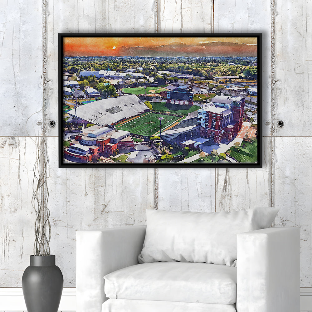 BB&T Field WaterColor, Winston-Salem, North Carolina Watercolor Art, Sport Gift Art, Framed Canvas Print Wall Art