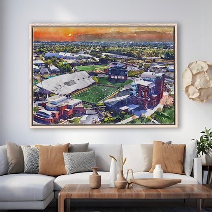 BB&T Field WaterColor, Winston-Salem, North Carolina Watercolor Art, Sport Gift Art, Framed Canvas Print Wall Art