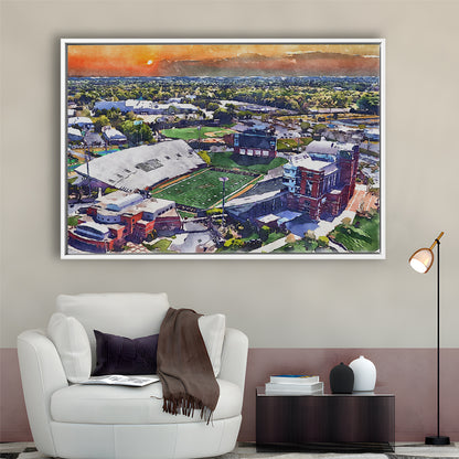 BB&T Field WaterColor, Winston-Salem, North Carolina Watercolor Art, Sport Gift Art, Framed Canvas Print Wall Art