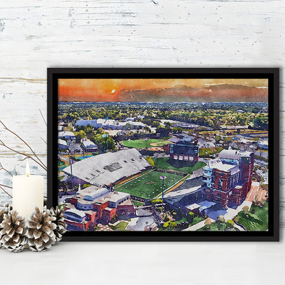 BB&T Field WaterColor, Winston-Salem, North Carolina Watercolor Art, Sport Gift Art, Framed Canvas Print Wall Art