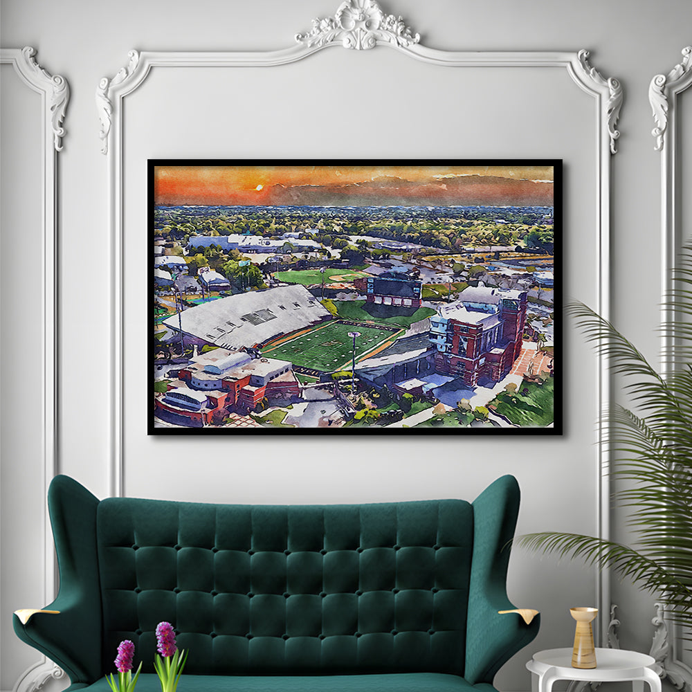 BB&T Field WaterColor, Winston-Salem, North Carolina Watercolor Art, Sport Gift Art, Framed Art Print Wall Decor