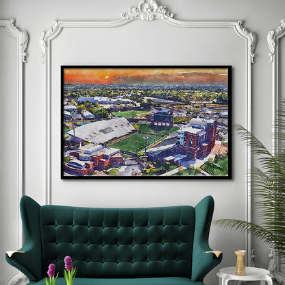 BB&T Field WaterColor, Winston-Salem, North Carolina Watercolor Art, Sport Gift Art, Framed Art Print Wall Decor