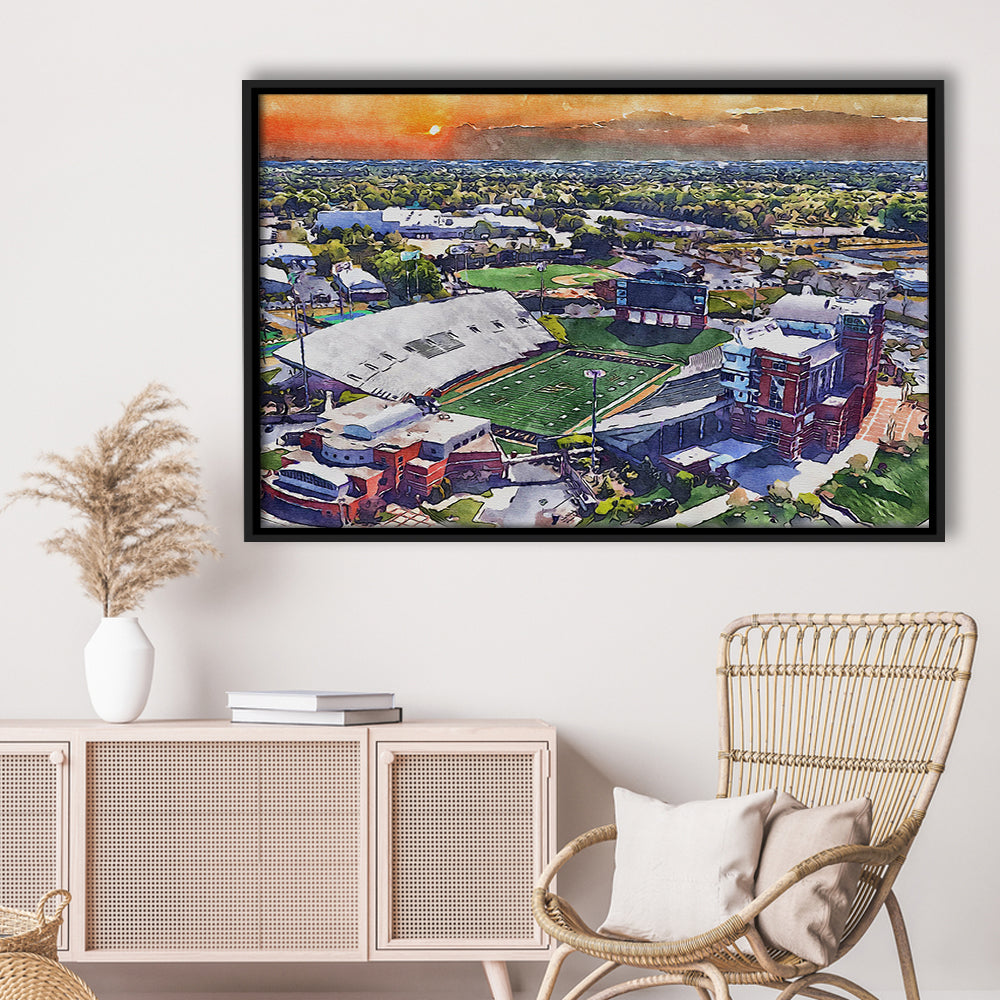 BB&T Field WaterColor, Winston-Salem, North Carolina Watercolor Art, Sport Gift Art, Framed Canvas Print Wall Art