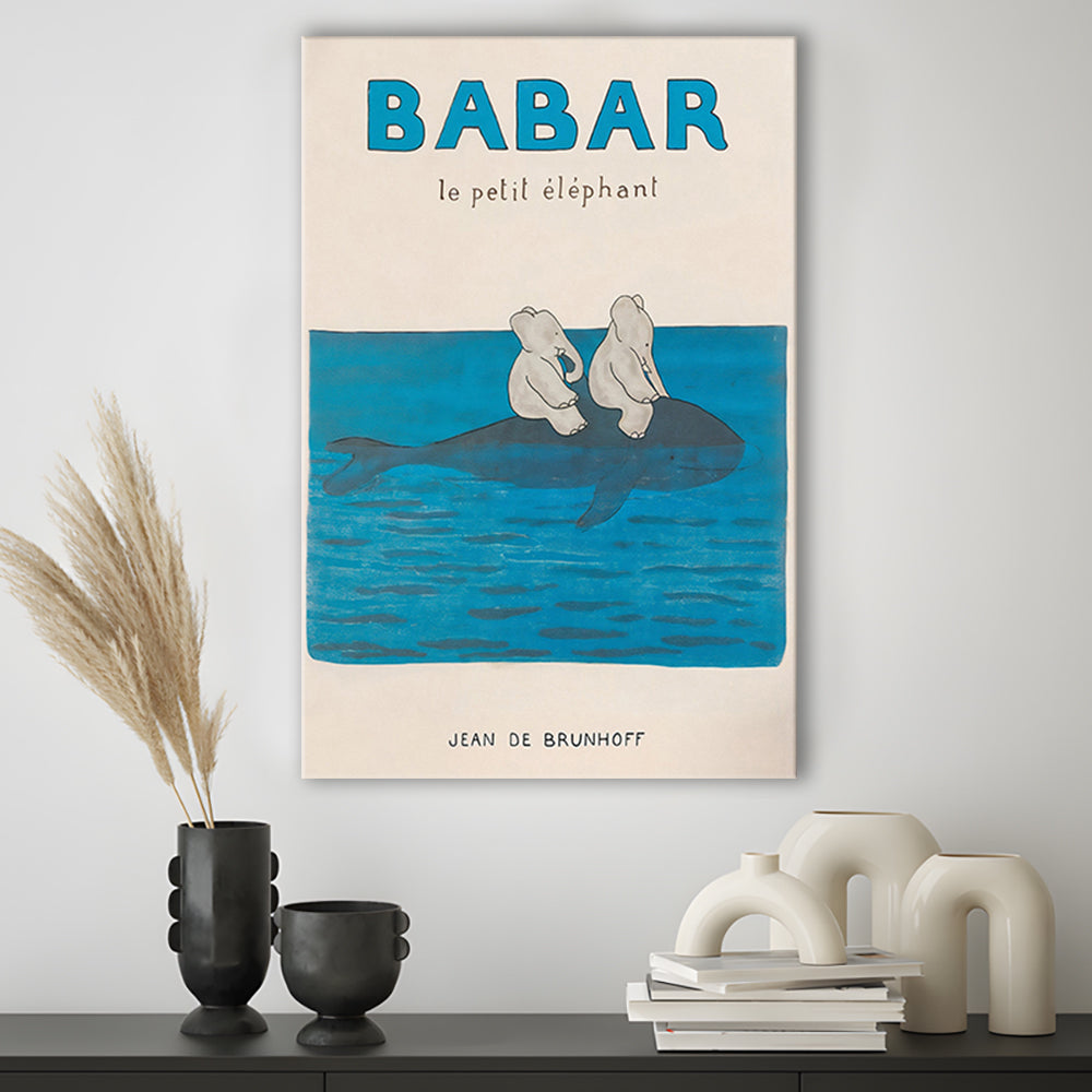 Babar The Elephant 1 Wall Decor, Nursery Decor, Kids Bedroom Wall Nursery Decor, Neutral Gender Baby Gift, Canvas Print