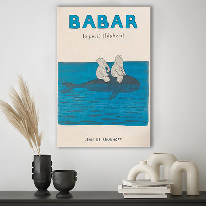 Babar The Elephant 1 Wall Decor, Nursery Decor, Kids Bedroom Wall Nursery Decor, Neutral Gender Baby Gift, Canvas Print