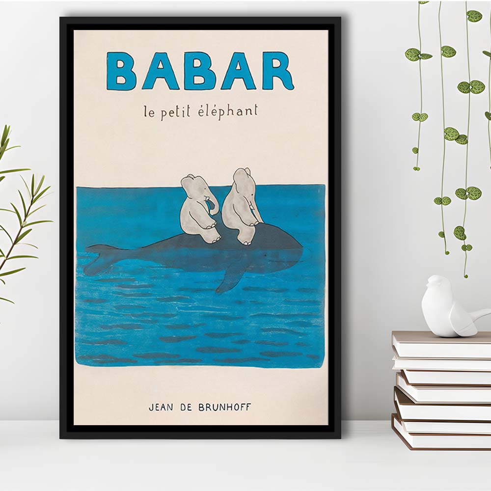 Babar The Elephant 1 Wall Decor, Nursery Decor, Kids Bedroom Wall Nursery Decor, Framed Canvas Print, Floating Frame
