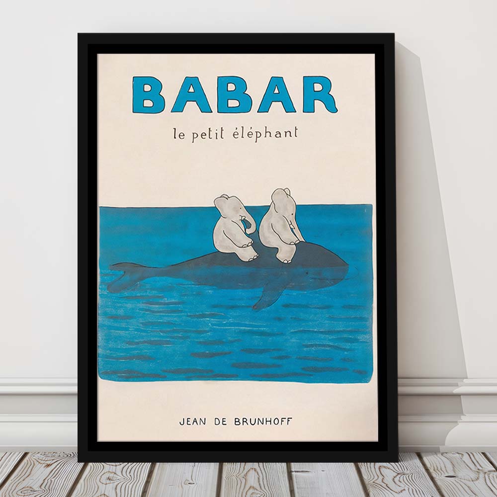 Babar The Elephant 1 Wall Decor, Nursery Decor, Kids Bedroom Wall Nursery Decor, Framed Canvas Print, Floating Frame