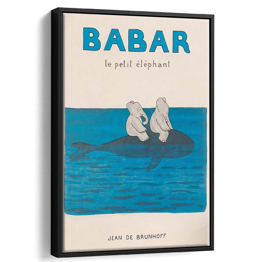 Babar The Elephant 1 Wall Decor, Nursery Decor, Kids Bedroom Wall Nursery Decor, Framed Canvas Print, Floating Frame