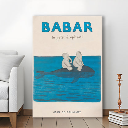 Babar The Elephant 1 Wall Decor, Nursery Decor, Kids Bedroom Wall Nursery Decor, Neutral Gender Baby Gift, Canvas Print