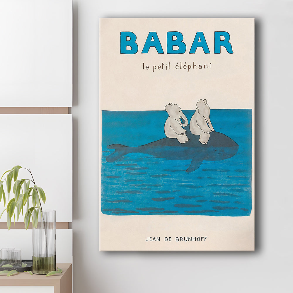 Babar The Elephant 1 Wall Decor, Nursery Decor, Kids Bedroom Wall Nursery Decor, Neutral Gender Baby Gift, Canvas Print
