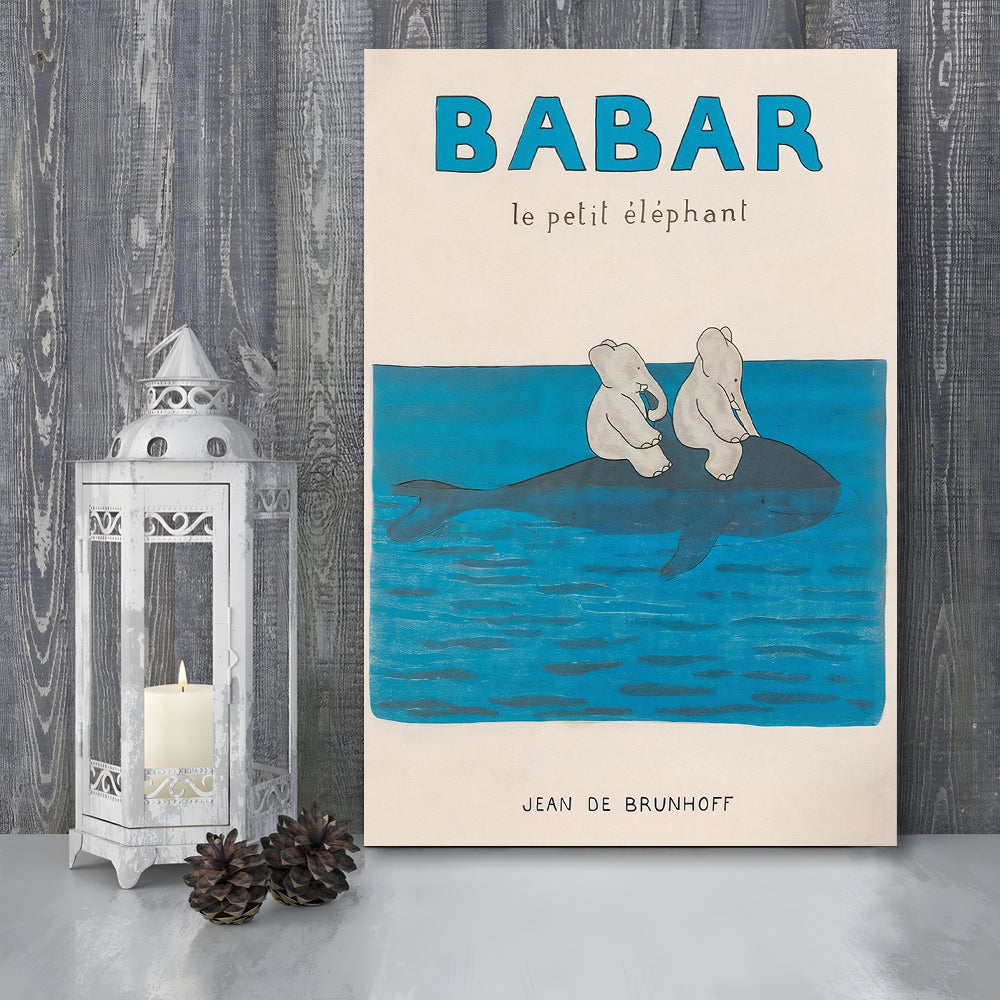 Babar The Elephant 1 Wall Decor, Nursery Decor, Kids Bedroom Wall Nursery Decor, Neutral Gender Baby Gift, Canvas Print