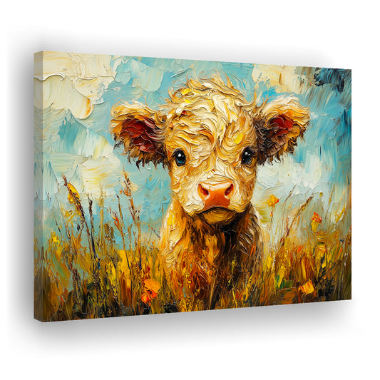 Baby Highland Cow Painting, Canvas Art Decor Print, Painting Art, Canvas Print Wall Art Home Decor
