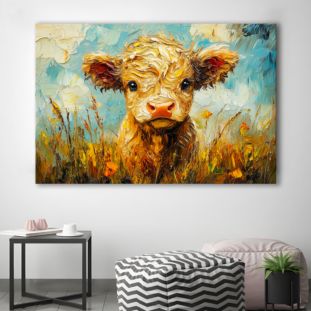 Baby Highland Cow Painting, Canvas Art Decor Print, Painting Art, Canvas Print Wall Art Home Decor