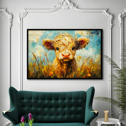Baby Highland Cow Painting, Framed  Print, Painting Art, Framed Art Print Wall Decor, Framed Picture